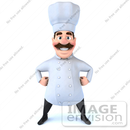 #47913 Royalty-Free (RF) Illustration Of A 3d Head Chef Mascot Standing And Facing Front by Julos