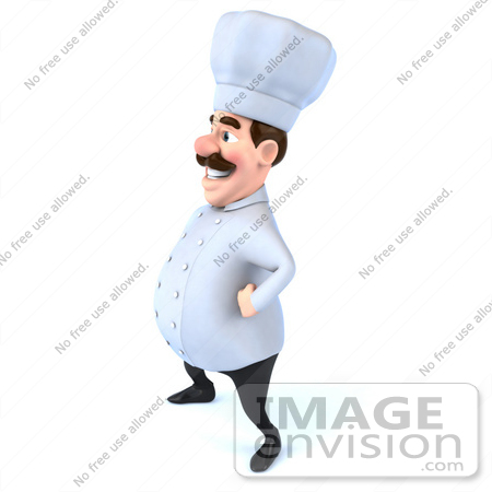 #47917 Royalty-Free (RF) Illustration Of A 3d Head Chef Mascot Standing And Facing Left by Julos