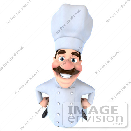#47919 Royalty-Free (RF) Illustration Of A 3d Head Chef Mascot Looking Upwards by Julos