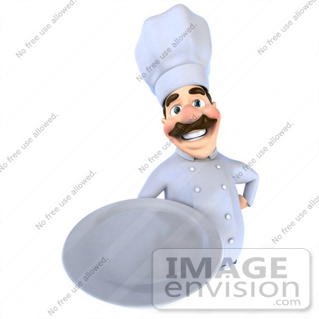 #47920 Royalty-Free (RF) Illustration Of A 3d Head Chef Mascot Holding A Plate - Version 3 by Julos