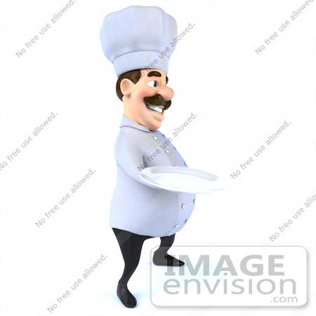 #47921 Royalty-Free (RF) Illustration Of A 3d Head Chef Mascot Holding A Plate - Version 2 by Julos