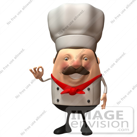 #47928 Royalty-Free (RF) Illustration Of A 3d Chubby Executive Chef Mascot Gesturing The A Ok Sign - Version 6 by Julos