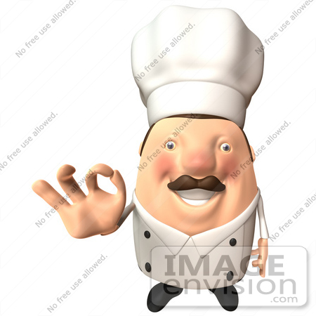 #47931 Royalty-Free (RF) Illustration Of A 3d Chubby Executive Chef Mascot Gesturing The A Ok Sign - Version 1 by Julos