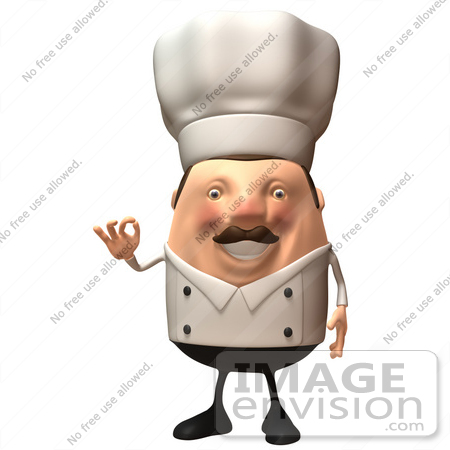 #47943 Royalty-Free (RF) Illustration Of A 3d Chubby Executive Chef Mascot Gesturing The A Ok Sign - Version 4 by Julos