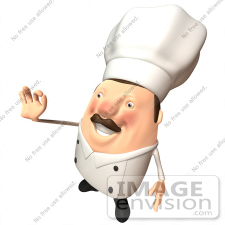 #47945 Royalty-Free (RF) Illustration Of A 3d Chubby Executive Chef Mascot Gesturing The A Ok Sign - Version 5 by Julos