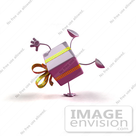 #47958 Royalty-Free (RF) Illustration Of A 3d Purple Present Mascot Doing A Cartwheel - Version 1 by Julos