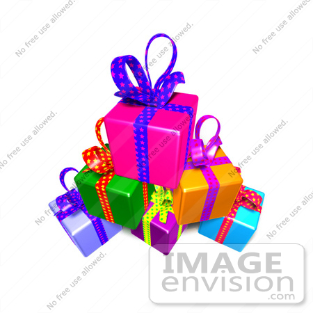 #47989 Royalty-Free (RF) Illustration Of A Pile Of Colorful Gifts With Ribbons And Bows - Version 4 by Julos