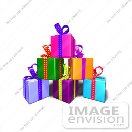 #47990 Royalty-Free (RF) Illustration Of A Pile Of Colorful Gifts With Ribbons And Bows - Version 6 by Julos