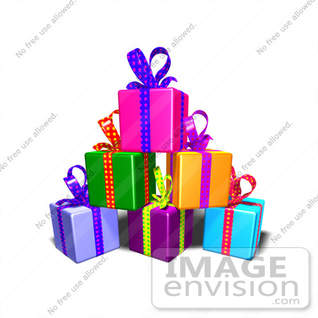 #47991 Royalty-Free (RF) Illustration Of A Pile Of Colorful Gifts With Ribbons And Bows - Version 5 by Julos