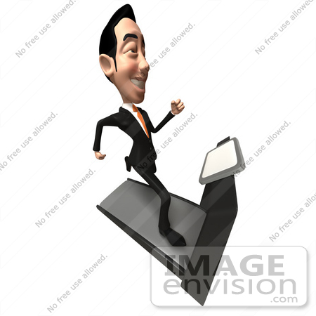 #48087 Royalty-Free (RF) Illustration Of A 3d White Collar Businessman Mascot Running On A Treadmill - Version 5 by Julos
