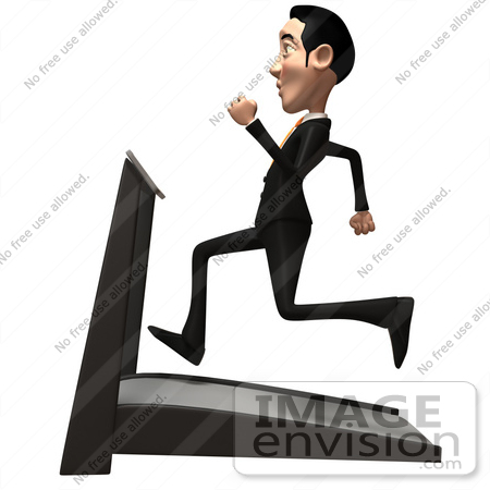 #48090 Royalty-Free (RF) Illustration Of A 3d White Collar Businessman Mascot Running On A Treadmill - Version 2 by Julos