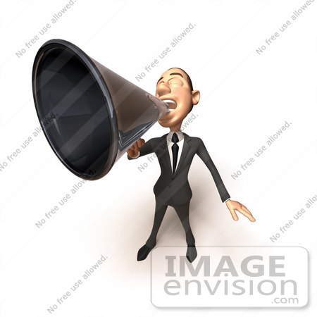 #48093 Royalty-Free (RF) Illustration Of A 3d White Collar Businessman Mascot Using A Megaphone - Version 5 by Julos