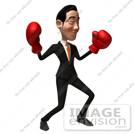 #48095 Royalty-Free (RF) Illustration Of A 3d White Collar Businessman Mascot Boxing - Version 4 by Julos