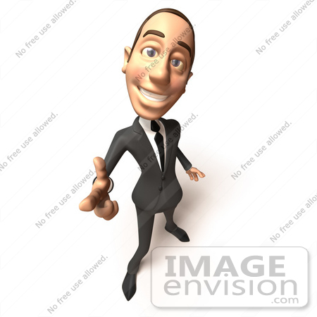#48096 Royalty-Free (RF) Illustration Of A 3d White Collar Businessman Mascot Pointing His Fingers Like A Gun - Version 3 by Julos