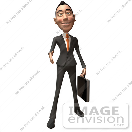 #48099 Royalty-Free (RF) Illustration Of A 3d White Collar Businessman Mascot Holding His Hand Out To Shake - Version 1 by Julos
