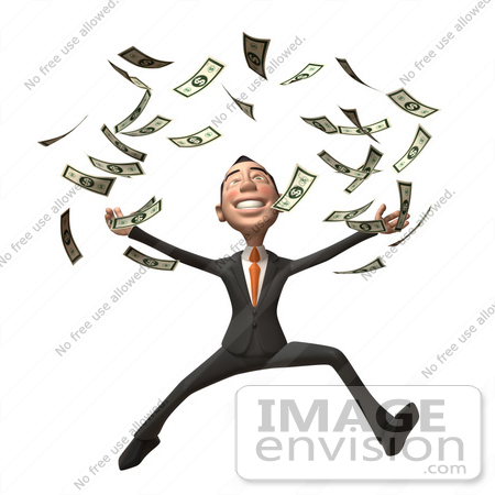 #48100 Royalty-Free (RF) Illustration Of A 3d White Collar Businessman Mascot Throwing Money - Version 2 by Julos