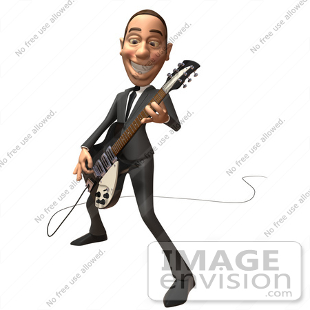 #48102 Royalty-Free (RF) Illustration Of A 3d White Collar Businessman Mascot Playing An Electric Guitar - Version 2 by Julos