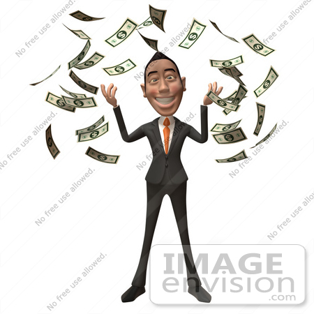 #48107 Royalty-Free (RF) Illustration Of A 3d White Collar Businessman Mascot Throwing Money - Version 1 by Julos