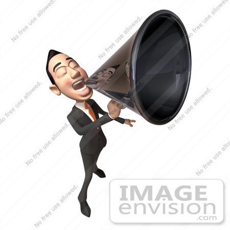 #48118 Royalty-Free (RF) Illustration Of A 3d White Collar Businessman Mascot Using A Megaphone - Version 5 by Julos