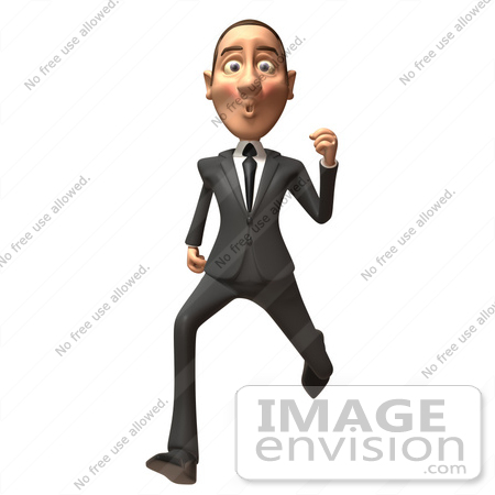 #48119 Royalty-Free (RF) Illustration Of A 3d White Collar Businessman Mascot Running - Version 1 by Julos