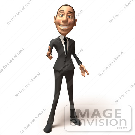 #48122 Royalty-Free (RF) Illustration Of A 3d White Collar Businessman Mascot Pointing His Fingers Like A Gun - Version 5 by Julos