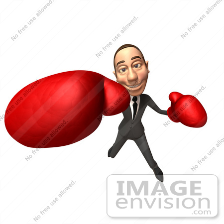 #48125 Royalty-Free (RF) Illustration Of A 3d White Collar Businessman Mascot Boxing - Version 1 by Julos