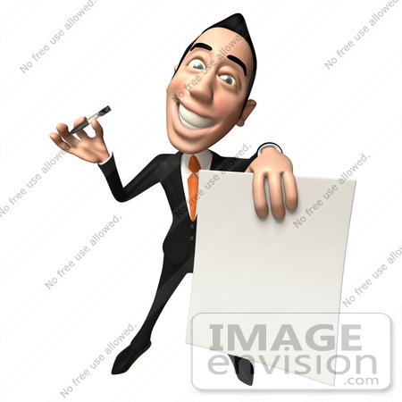 #48134 Royalty-Free (RF) Illustration Of A 3d White Collar Businessman Mascot Holding A Blank Contract - Version 3 by Julos