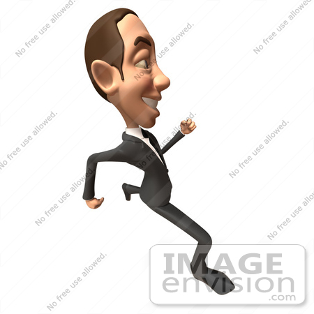 #48144 Royalty-Free (RF) Illustration Of A 3d White Collar Businessman Mascot Running - Version 4 by Julos