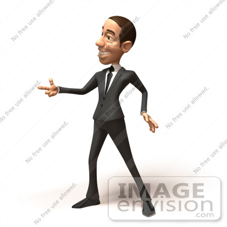 #48148 Royalty-Free (RF) Illustration Of A 3d White Collar Businessman Mascot Pointing His Fingers Like A Gun - Version 1 by Julos