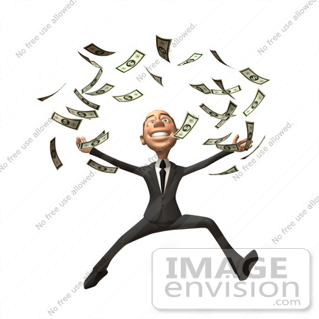 #48168 Royalty-Free (RF) Illustration Of A 3d White Collar Businessman Mascot Throwing Cash - Version 3 by Julos