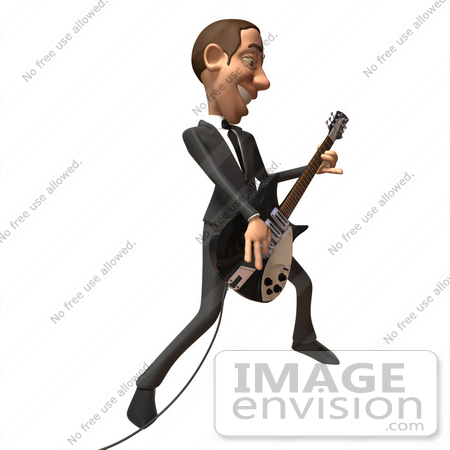 #48170 Royalty-Free (RF) Illustration Of A 3d White Collar Businessman Mascot Playing An Electric Guitar - Version 5 by Julos