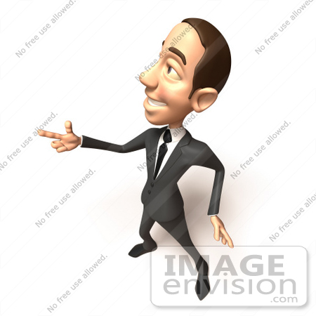 #48171 Royalty-Free (RF) Illustration Of A 3d White Collar Businessman Mascot Pointing His Fingers Like A Gun - Version 2 by Julos