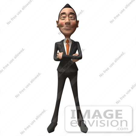 #48186 Royalty-Free (RF) Illustration Of A 3d White Collar Businessman Mascot Standing And Facing Front by Julos