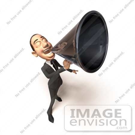 #48187 Royalty-Free (RF) Illustration Of A 3d White Collar Businessman Mascot Using A Megaphone - Version 4 by Julos