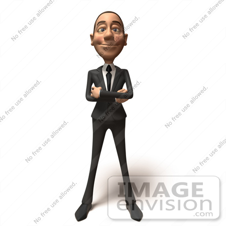 #48208 Royalty-Free (RF) Illustration Of A 3d White Collar Businessman Mascot Standing And Facing Front - Version 2 by Julos