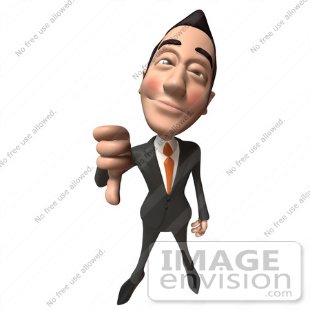 #48209 Royalty-Free (RF) Illustration Of A 3d White Collar Businessman Mascot Giving The Thumbs Down by Julos
