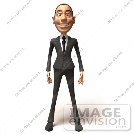 #48210 Royalty-Free (RF) Illustration Of A 3d White Collar Businessman Mascot Standing And Facing Front - Version 1 by Julos