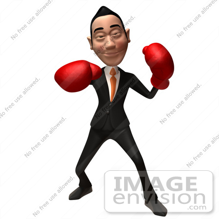 #48212 Royalty-Free (RF) Illustration Of A 3d White Collar Businessman Mascot Boxing - Version 3 by Julos