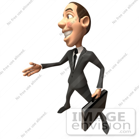#48213 Royalty-Free (RF) Illustration Of A 3d White Collar Businessman Mascot Reaching Out To Shake Hands - Version 4 by Julos