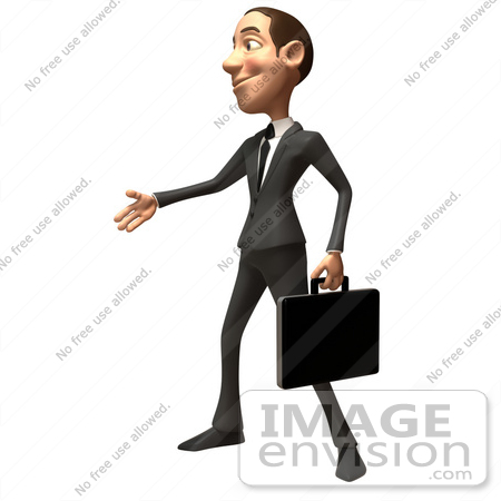#48224 Royalty-Free (RF) Illustration Of A 3d White Collar Businessman Mascot Reaching Out To Shake Hands - Version 2 by Julos