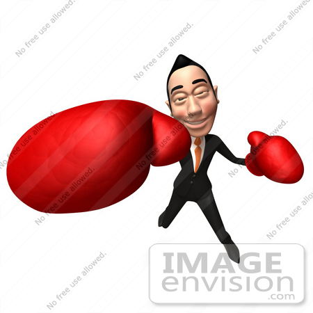 #48240 Royalty-Free (RF) Illustration Of A 3d White Collar Businessman Mascot Boxing - Version 6 by Julos