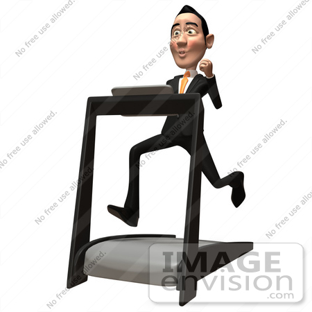 #48242 Royalty-Free (RF) Illustration Of A 3d White Collar Businessman Mascot Running On A Treadmill - Version 3 by Julos