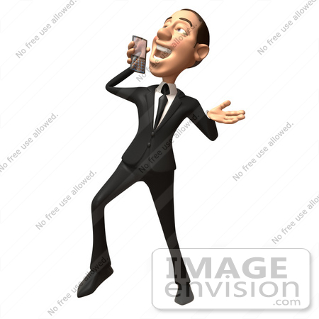 #48243 Royalty-Free (RF) Illustration Of A 3d White Collar Businessman Mascot Holding A Cell Phone - Version 6 by Julos