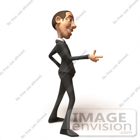 #48250 Royalty-Free (RF) Illustration Of A 3d White Collar Businessman Mascot Pointing His Fingers Like A Gun - Version 4 by Julos
