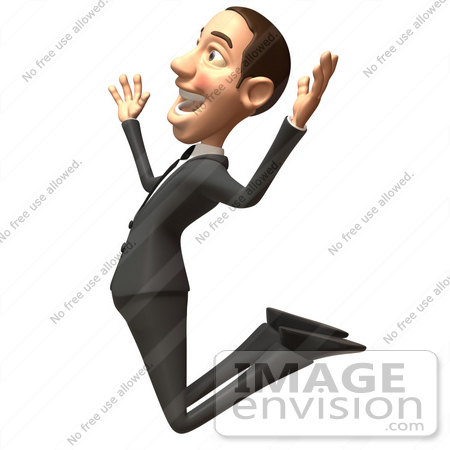 #48257 Royalty-Free (RF) Illustration Of A 3d White Collar Businessman Mascot Jumping - Version 2 by Julos