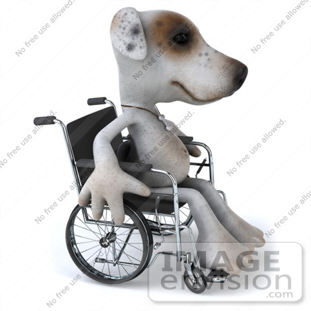 #48271 Royalty-Free (RF) Illustration Of A 3d Jack Russell Terrier Dog Mascot In A Wheel Chair by Julos