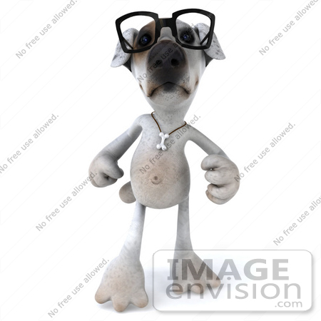 #48272 Royalty-Free (RF) Illustration Of A 3d Jack Russell Terrier Dog Mascot Wearing Glasses And Walking Forward by Julos