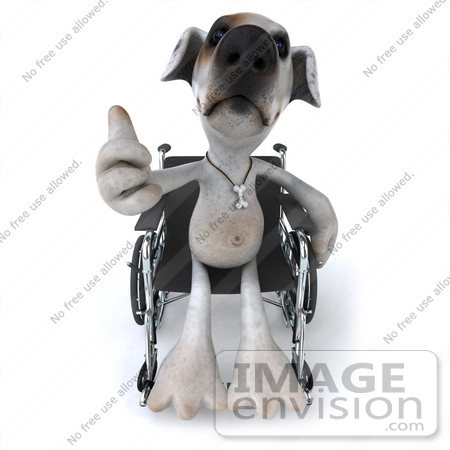 #48273 Royalty-Free (RF) Illustration Of A 3d Jack Russell Terrier Dog Mascot Giving The Thumbs Up And Sitting In A Wheel Chair by Julos