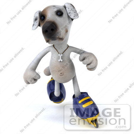 #48276 Royalty-Free (RF) Illustration Of A 3d Jack Russell Terrier Dog Mascot Roller Blading - Pose 3 by Julos