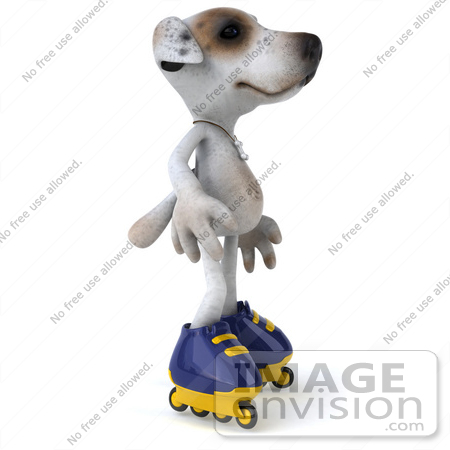 #48277 Royalty-Free (RF) Illustration Of A 3d Jack Russell Terrier Dog Mascot Roller Blading - Pose 1 by Julos